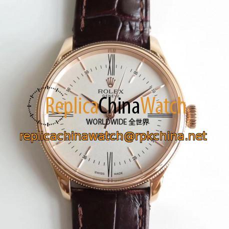 Replica Rolex Cellini 50505 MK V4 Rose Gold White Dial Swiss 3132