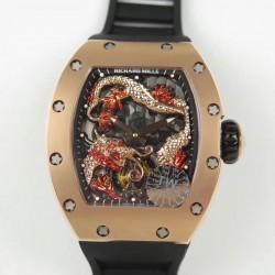 Replica Richard Mille RM057 Tourbillon Dragon  Jackie Chan TW Rose Gold Black & Rose Gold Skeleton Dial  Swiss Tourbillon