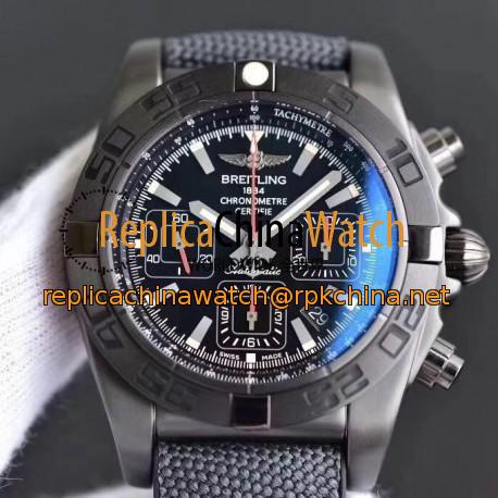 Replica Breitling Chronomat 44 Blacksteel MB0111C3/BE35 GF PVD Black Dial Swiss 7750