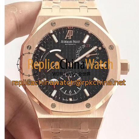 Replica Audemars Piguet Royal Oak GMT 41MM 26120 TWA Rose Gold Black Dial Swiss 2329