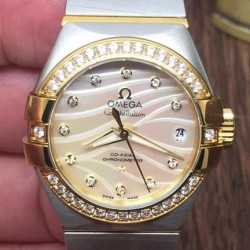 Replica Omega Constellation Double Eagle Lady 27MM Stainless Steel & Yellow Gold Gold Dial Swiss 8520