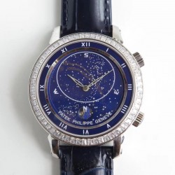 Replica Patek Philippe Grand Complications Sky Moon Celestial 5102G N Stainless Steel & Diamond Blue Dial Swiss 240 LU CL C