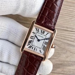 Replica Cartier Tank Solo Ladies 35MM W5200025 TK Rose Gold Silver Dial Swiss Ronda Quartz