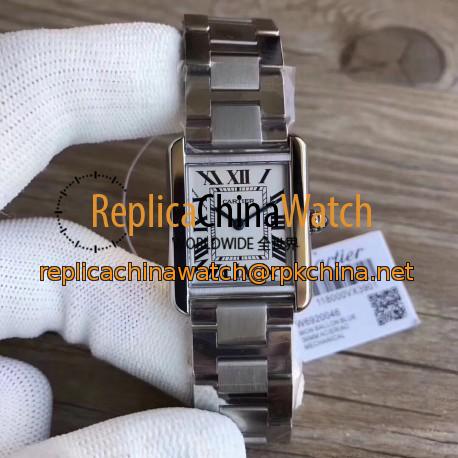 Replica Cartier Tank Solo Ladies 31MM W5200013 GP Stainless Steel Silver Dial Swiss Ronda Quartz