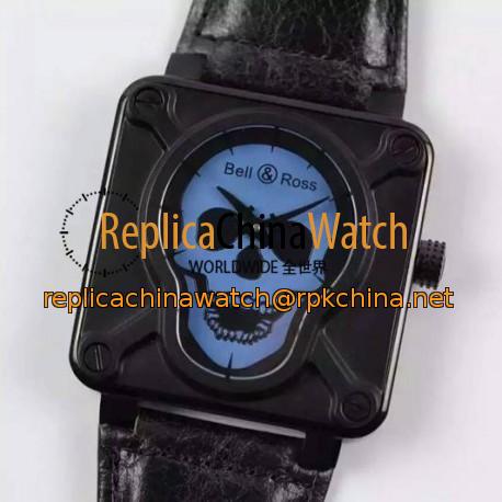 Replica Bell & Ross BR 01 Skull PVD Blue Dial M9015