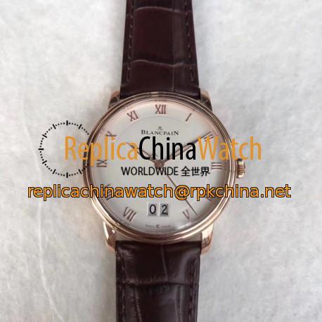 Replica Blancpain Villeret Grande Date 6669-3642-55B HG V2 Rose Gold White Dial Swiss 6950