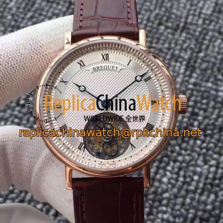 Replica Breguet Classique Tourbillon AX Rose Gold Silver Dial Swiss Tourbillon