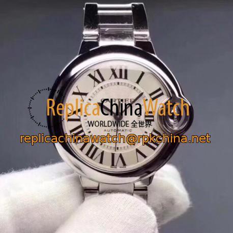 Replica Ballon Bleu De Cartier 36MM W6920046 V6 Stainless Steel Silver Dial M9015