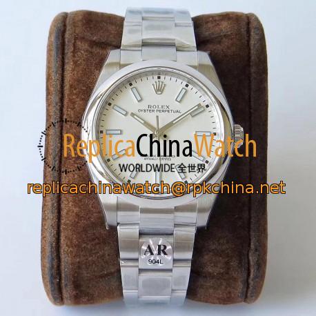 Replica Rolex Oyster Perpetual 39 114300 AR Stainless Steel 904L White Dial Swiss 3132