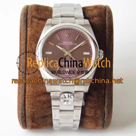 Replica Rolex Oyster Perpetual 39 114300 AR Stainless Steel 904L Red Dial Swiss 3132