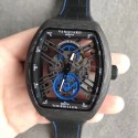 Replica Franck Muller Vanguard Skeleton V 45 S6 SQT CARBONE NR N Carbon Fiber Black & Blue Skeleton Dial M9015