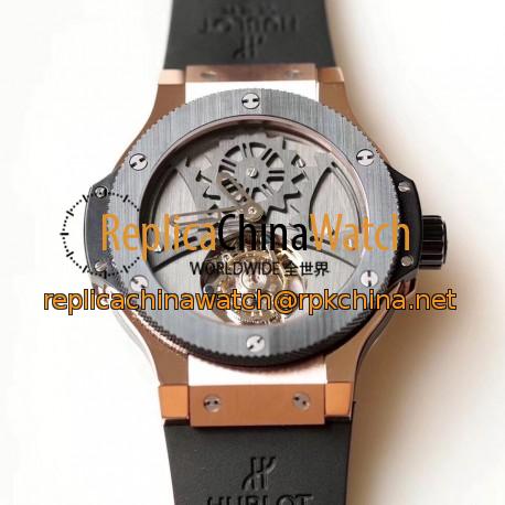 Replica Hublot Big Bang Tourbillon N Rose Gold Stainless Steel Dial Swiss Tourbillon