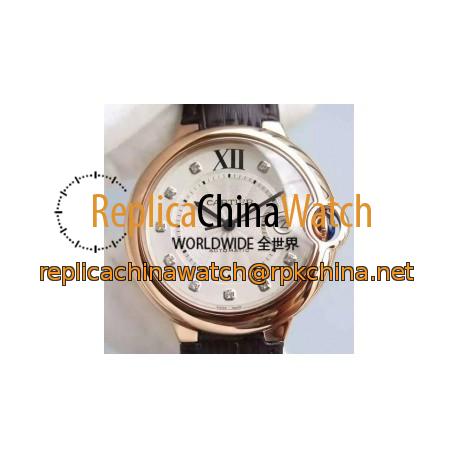 Replica Cartier Ballon Bleu Rose Gold White Dial M9015