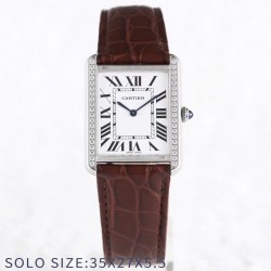 Replica Cartier Tank Solo Ladies 35MM AF Stainless Steel White Dial Swiss Ronda Quartz