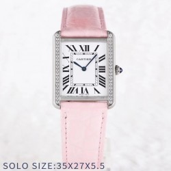 Replica Cartier Tank Solo Ladies 35MM AF Stainless Steel White Dial Swiss Ronda Quartz