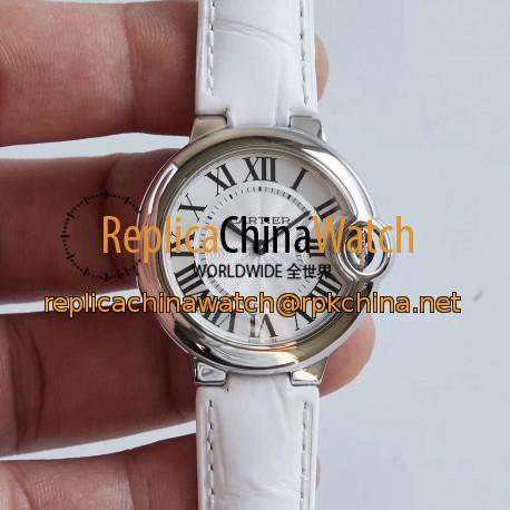 Replica Ballon Bleu De Cartier 33MM W6920086 AF Stainless Steel Silver Dial Swiss Ronda Quartz