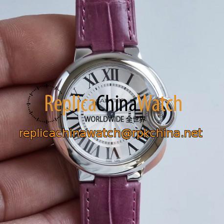 Replica Ballon Bleu De Cartier 33MM W6920086 AF Stainless Steel Silver Dial Swiss Ronda Quartz