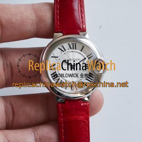 Replica Ballon Bleu De Cartier 33MM W6920086 AF Stainless Steel Silver Dial Swiss Ronda Quartz