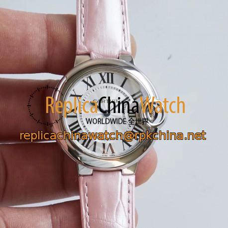 Replica Ballon Bleu De Cartier 33MM W6920086 AF Stainless Steel Silver Dial Swiss Ronda Quartz