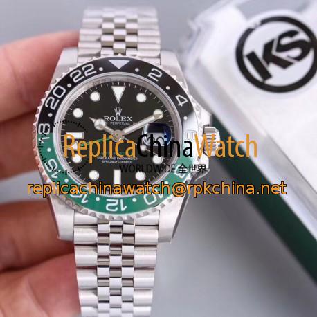 Replica Rolex GMT-Master II KS Stainless Steel Black Dial Swiss 2836-2