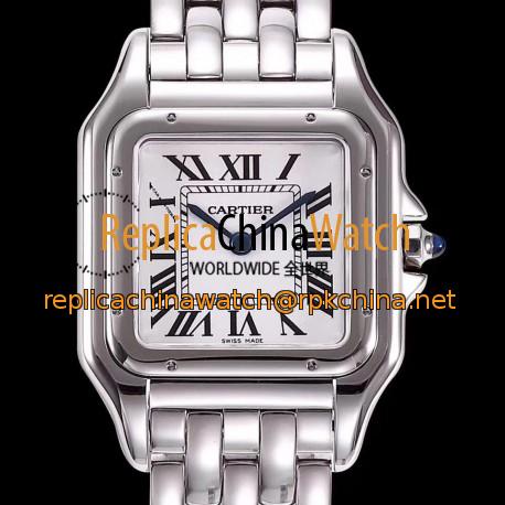 Replica Panthere de Cartier Medium Ladies WSPN0007 KOR Stainless Steel White Dial Swiss Ronda Quartz