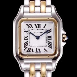 Replica Panthere de Cartier Medium Ladies W2PN0007 KOR Stainless Steel & Rose Gold White Dial Swiss Ronda Quartz