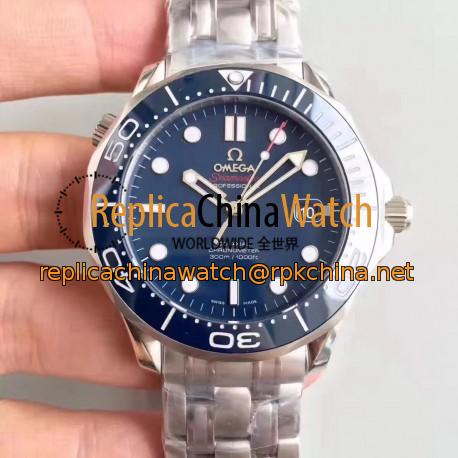 Replica Omega Seamaster Diver 300M 212.30.41.20.03.001 BP Stainless Steel Blue Dial Swiss 2824-2