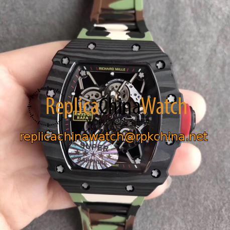 Replica Richard Mille RM35-02 Rafael Nadal KV Forged Carbon Skeleton Dial M8215