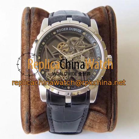 Replica Roger Dubuis Excalibur Skeleton Flying Tourbillon RDDBEX0393 BBR Stainless Steel Skeleton Dial Swiss Tourbillon