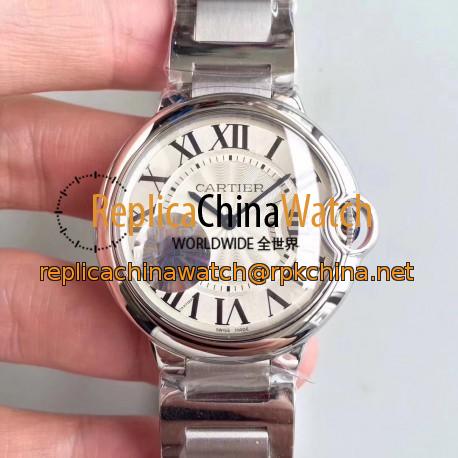 Replica Cartier Ballon Bleu 36MM W6920046 JF Stainless Steel Silver Dial Swiss Ronda Quartz