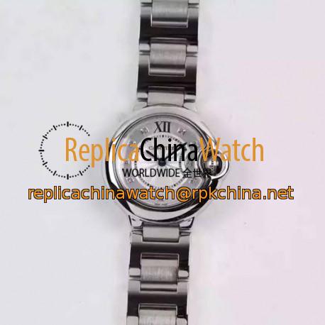 Replica Cartier Ballon Bleu 28MM Ladies Stainless Steel Silver Dial Swiss Ronda Quartz