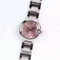 Replica Cartier Ballon Bleu 28MM Ladies Stainless Steel Pink Dial Swiss Ronda Quartz