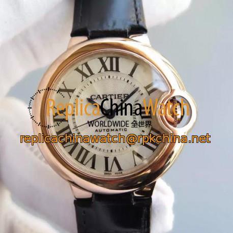 Replica Cartier Ballon Bleu 33MM Rose Gold Silver Dial Swiss 2671