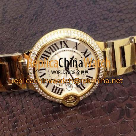 Replica Cartier Ballon Bleu 36MM Yellow Gold Silver Dial Swiss 2688