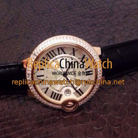 Replica Cartier Ballon Bleu 36MM Rose Gold Silver Dial Swiss 2688