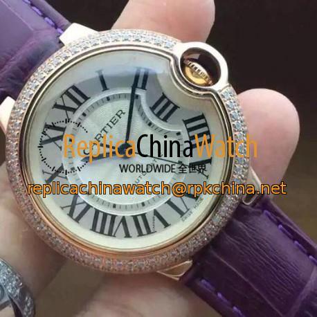 Replica Cartier Ballon Bleu 36MM Rose Gold Silver Swiss 2824-2