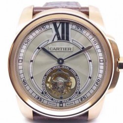 Replica Calibre De Cartier Tourbillon Rose Gold Grey Dial Swiss Tourbillon