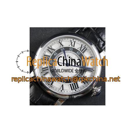 Replica Cartier Rotonde 42MM Stainless Steel Silver Dial Swiss 2824-2