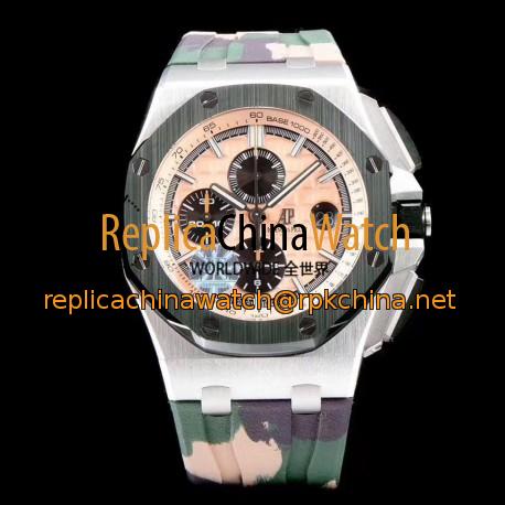 Replica Audemars Piguet Royal Oak Offshore Chronograph Combat 2018 SIHH 26400 JF V2 Stainless Steel Beige Dial Swiss 3126