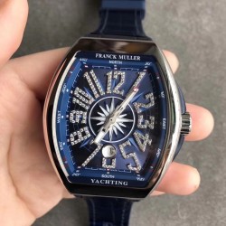 Replica Franck Muller Vanguard Yachting V45 SC DT AC BL OX Stainless Steel Blue Dial Swiss 2824-2