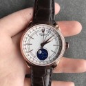 Replica Rolex Cellini Moonphase 50535 RXW Rose Gold White Dial Swiss 2824