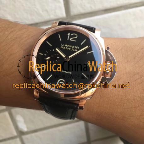 Replica Panerai Luminor Due PAM908 FU VS Rose Gold Black Dial Swiss OP XXXIV