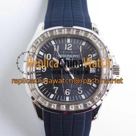 Replica Patek Philippe Aquanaut Jumbo 5167 KM Stainless Steel & Diamond Blue Dial Swiss 324SC