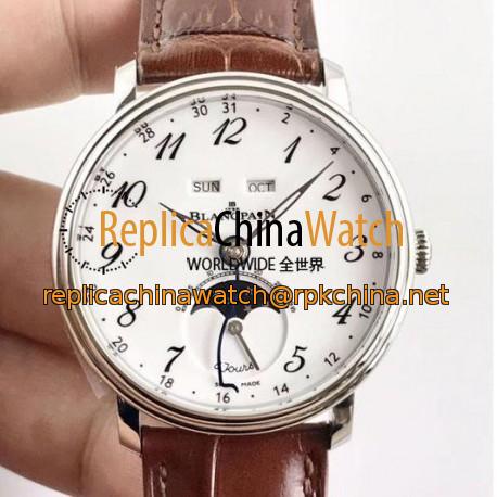 Blancpain Villeret Quantieme Complet 8 Jours 6639-3437-55B OM Stainless Steel White Dial Swiss 6639