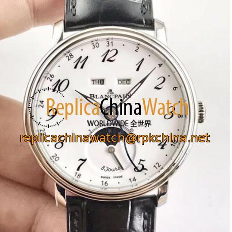 Blancpain Villeret Quantieme Complet 8 Jours 6639-3437-55B OM Stainless Steel White Dial Swiss 6639