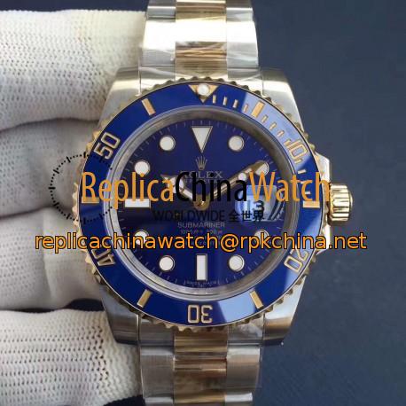 Replica Rolex Submariner Date 116613LB N V8S 24K Yellow Gold Wrapped & Stainless Steel Blue Dial Swiss 2836-2