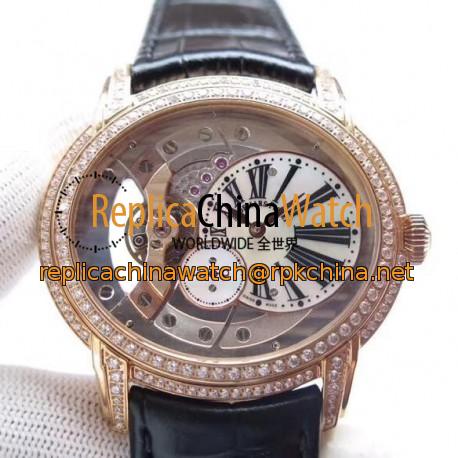 Replica Audemars Piguet Royal Millenary 4101 15350 V9 Rose Gold & Diamonds Rose Gold Skeleton Dial Swiss 4101