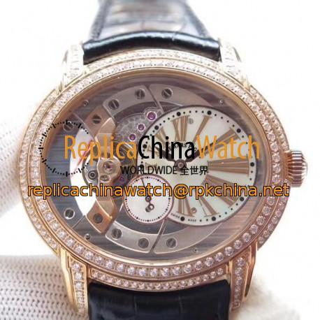 Replica Audemars Piguet Royal Millenary 4101 15350 V9 Rose Gold & Diamonds Rose Gold Skeleton Dial Swiss 4101