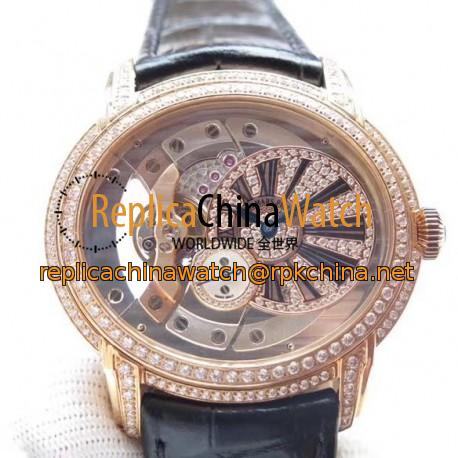 Replica Audemars Piguet Royal Millenary 4101 15350 V9 Rose Gold & Diamonds Rose Gold Skeleton Dial Swiss 4101