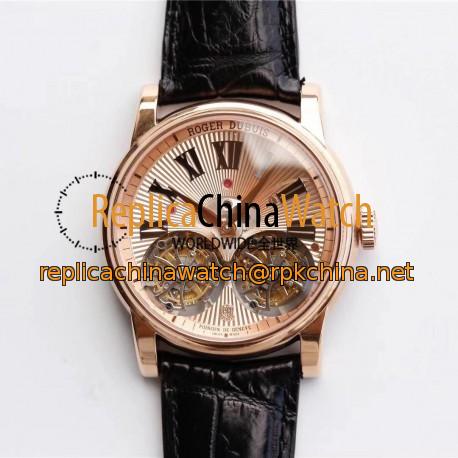 Replica Roger Dubuis Hommage Double Flying Tourbillon RDDBHO0562 JB Rose Gold Rose Gold Dial Swiss RD100